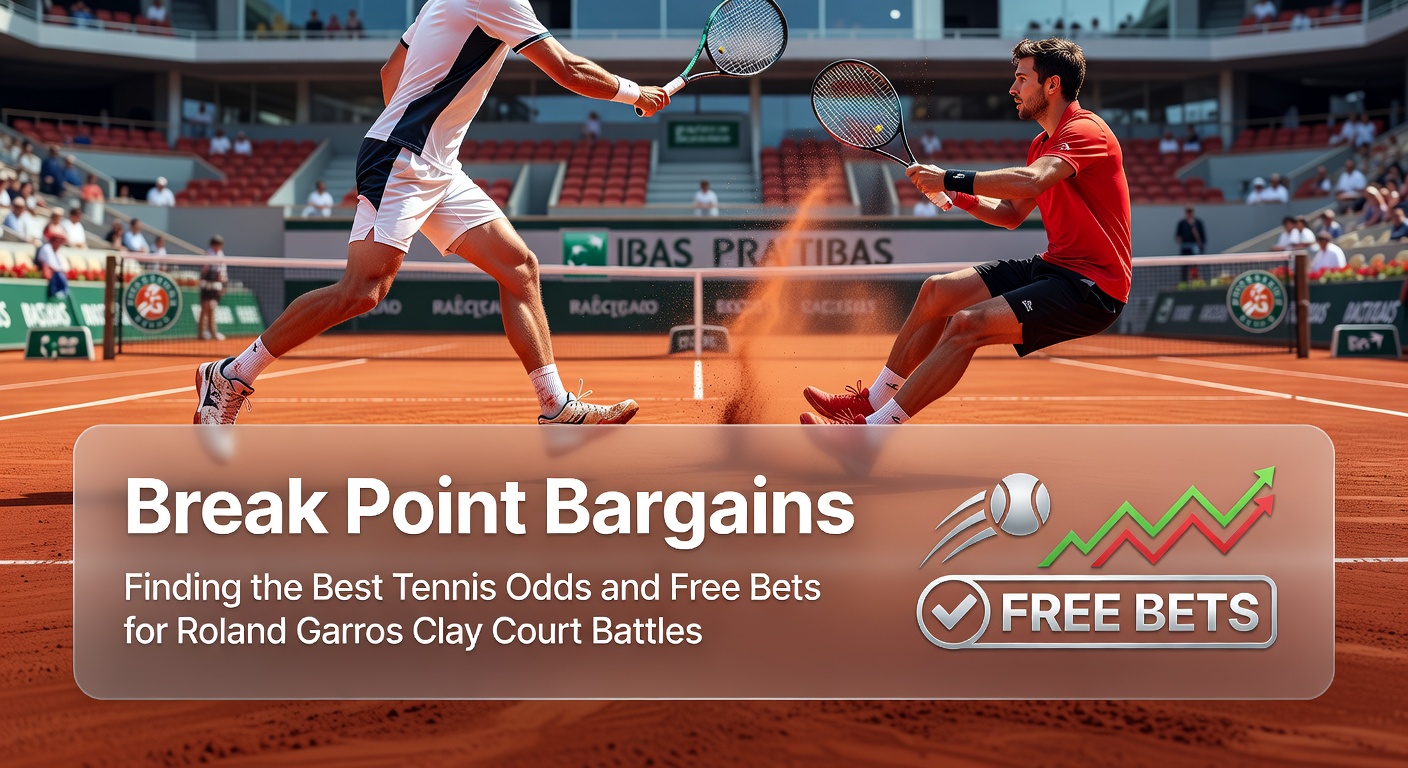Vibrant red clay courts at Roland Garros under sunny skies, with players rallying intensely during a high-stakes match