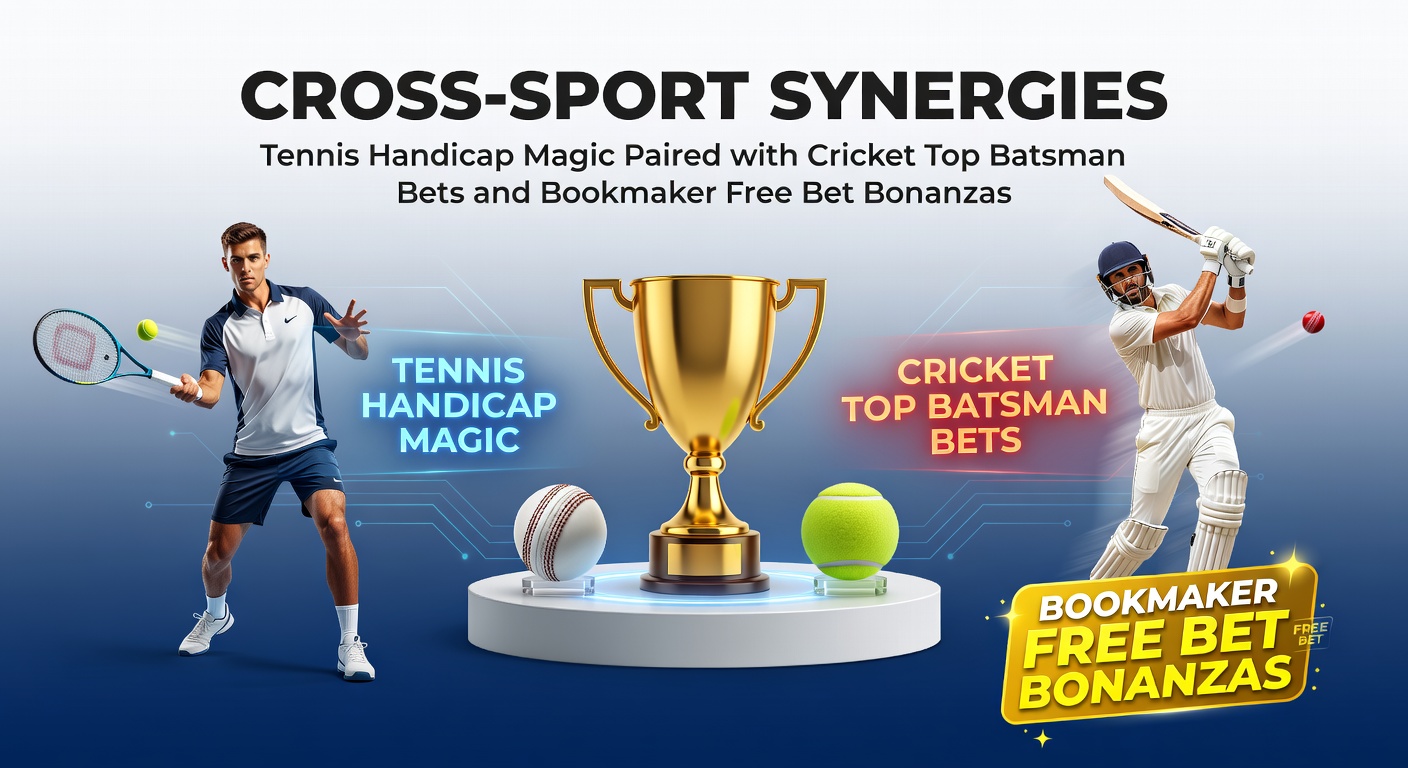 Tennis player serving on clay court with cricket batsman in background overlay, symbolizing cross-sport betting synergies