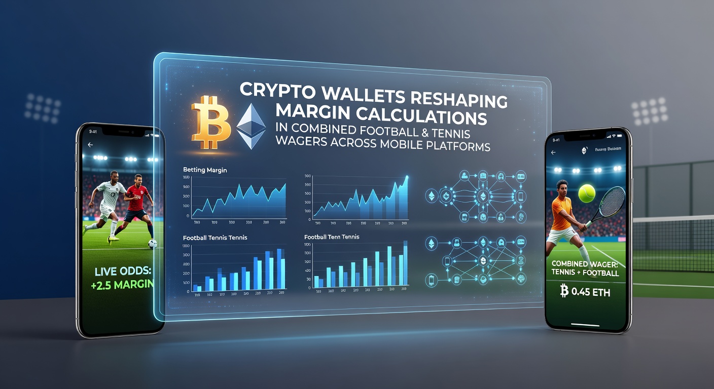 Crypto wallet interface displayed on a mobile betting app showing football and tennis wager options with real-time margin adjustments