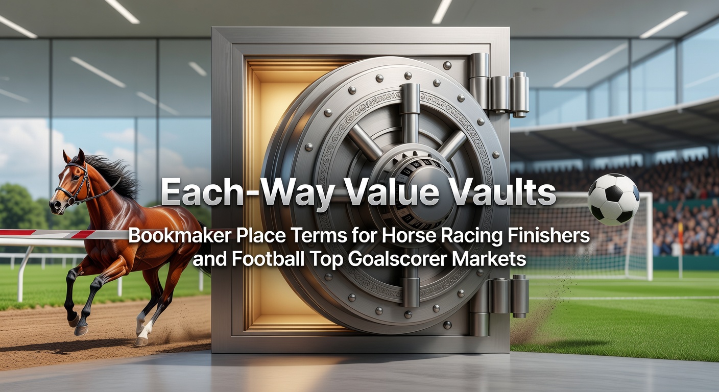 Horse racing field charging down the straight with punters checking bookmaker place terms on screens