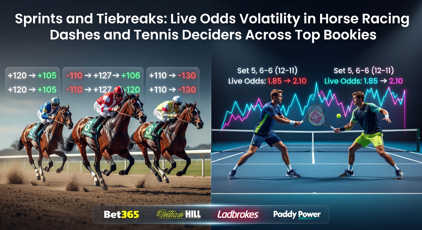 High-speed horse racing sprint with jockeys neck-and-neck, illustrating rapid odds changes in live betting markets