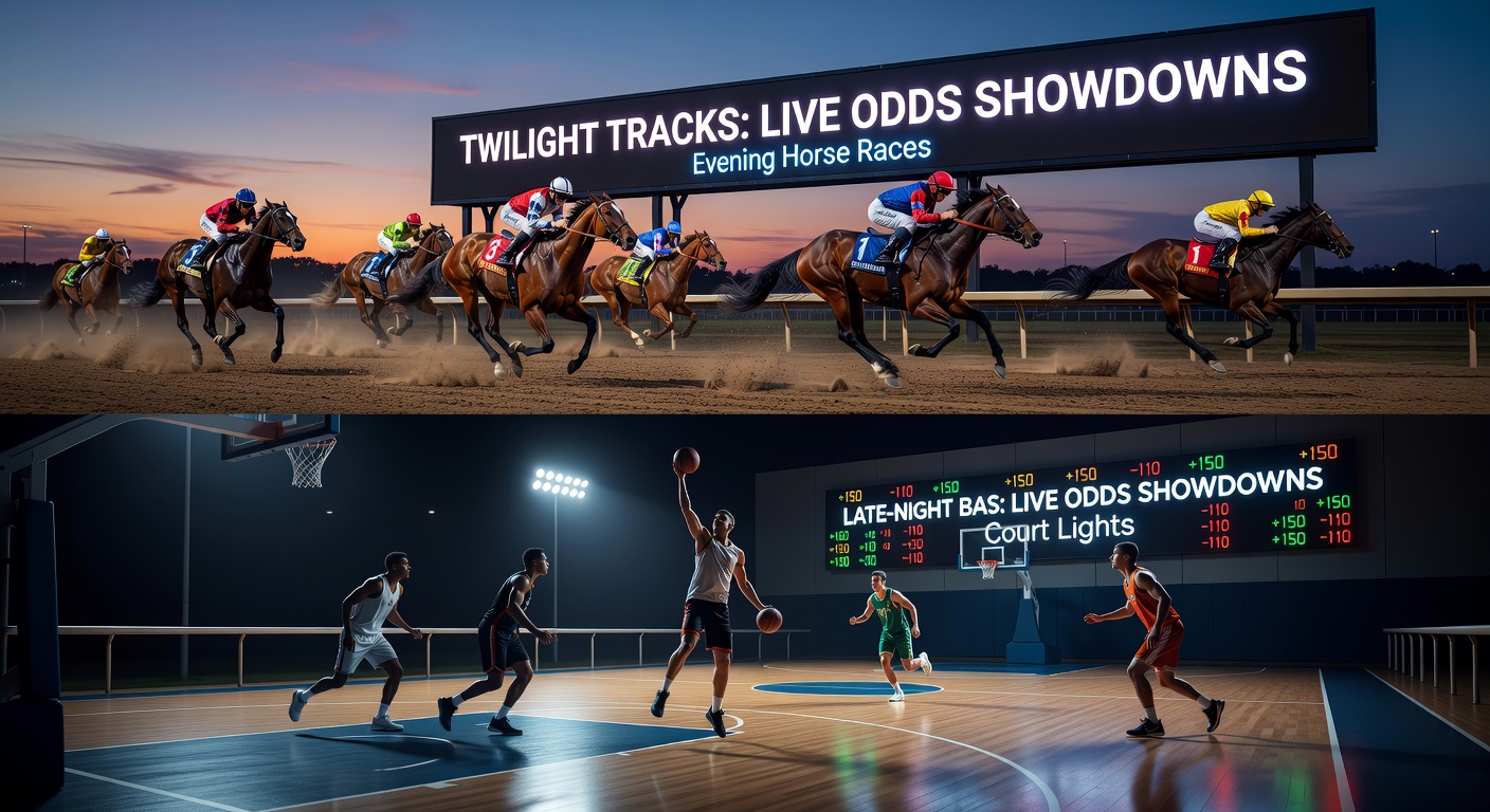 Intense late-night NBA basketball game under bright court lights, players battling for a rebound amid cheering fans